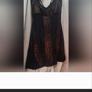 SALVAGE Black and Leopard Print Dress
